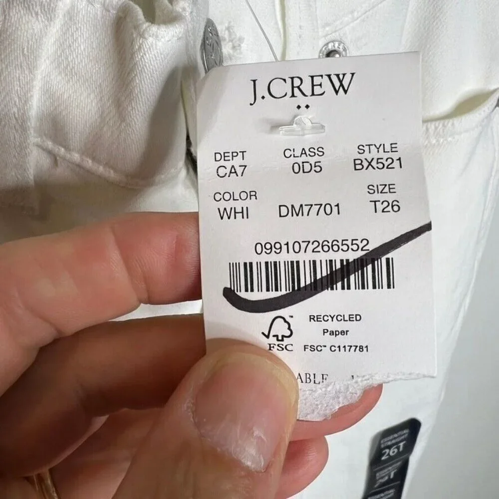 J.Crew $118 Tall essential straight white jean in all-day stretch Size T26 BX521 - Picture 3 of 6